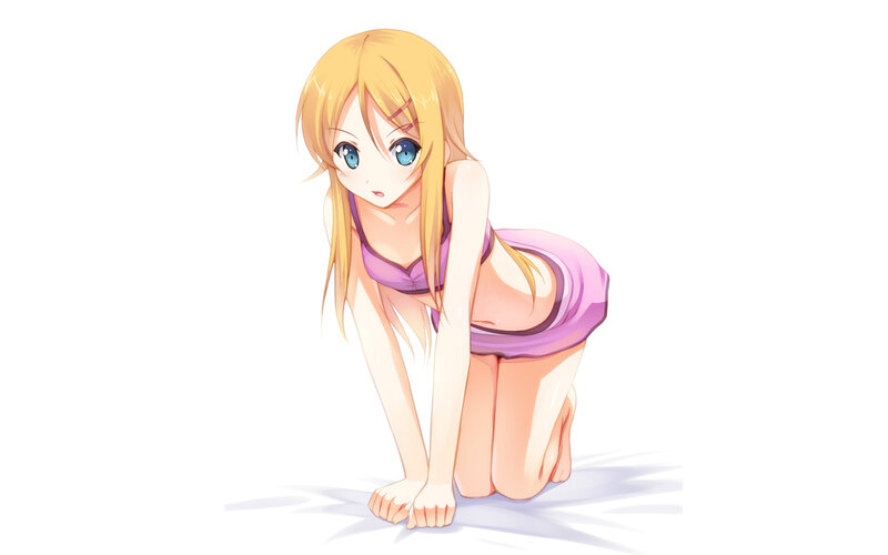 blonde anime girl in purple outfit