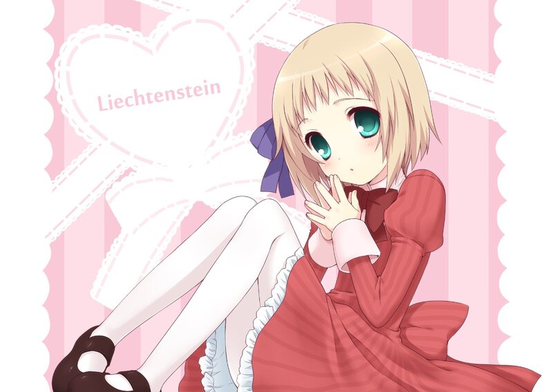 Blonde anime girl in red dress