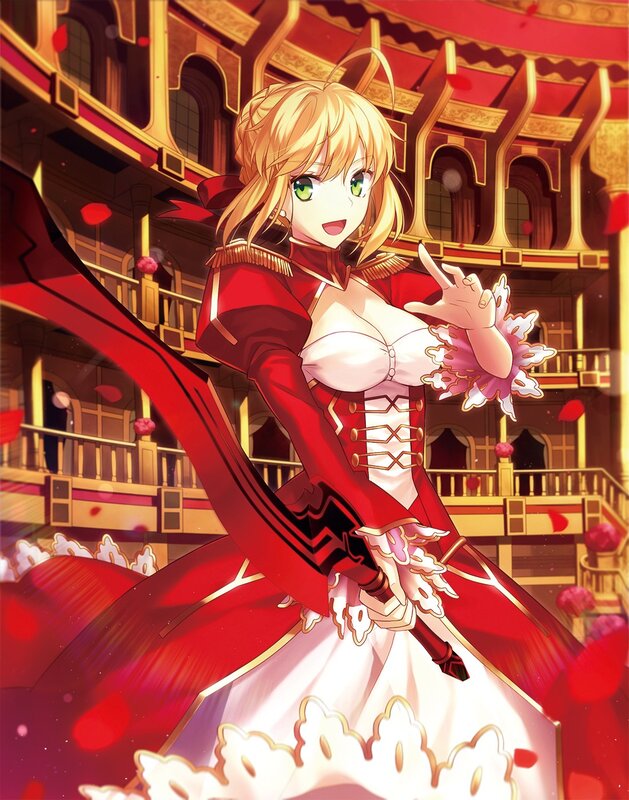 Blonde Anime Girl in Red Dress — Dramatic