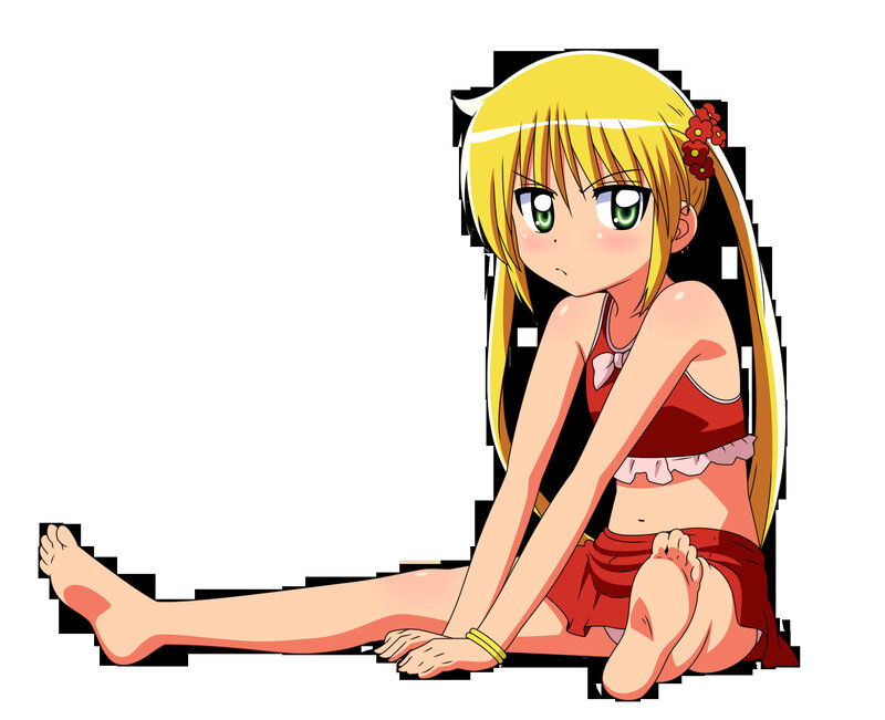 blonde anime girl in red swimsuit