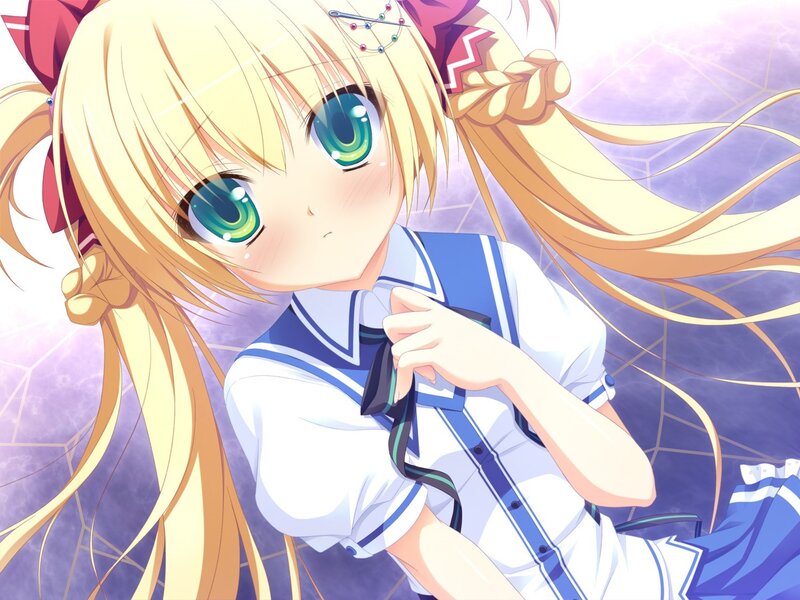 blonde anime girl in school uniform
