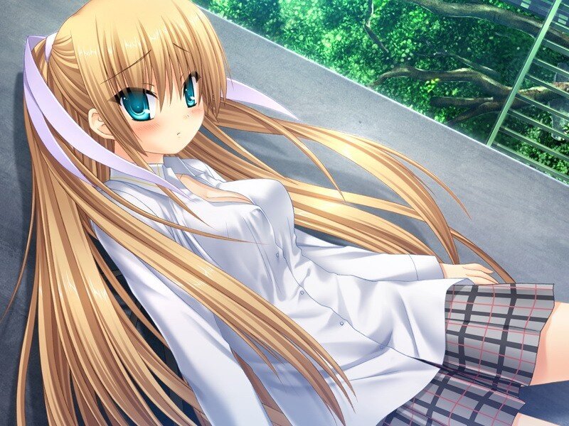blonde anime girl in school uniform