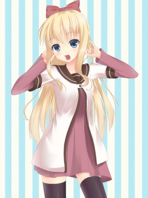 blonde anime girl in school uniform