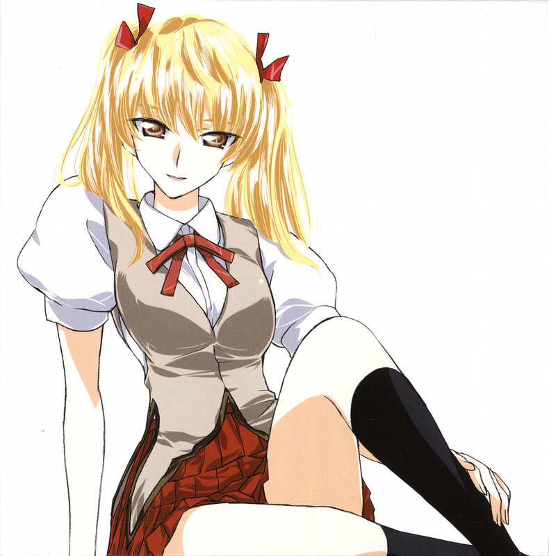 blonde anime girl in school uniform