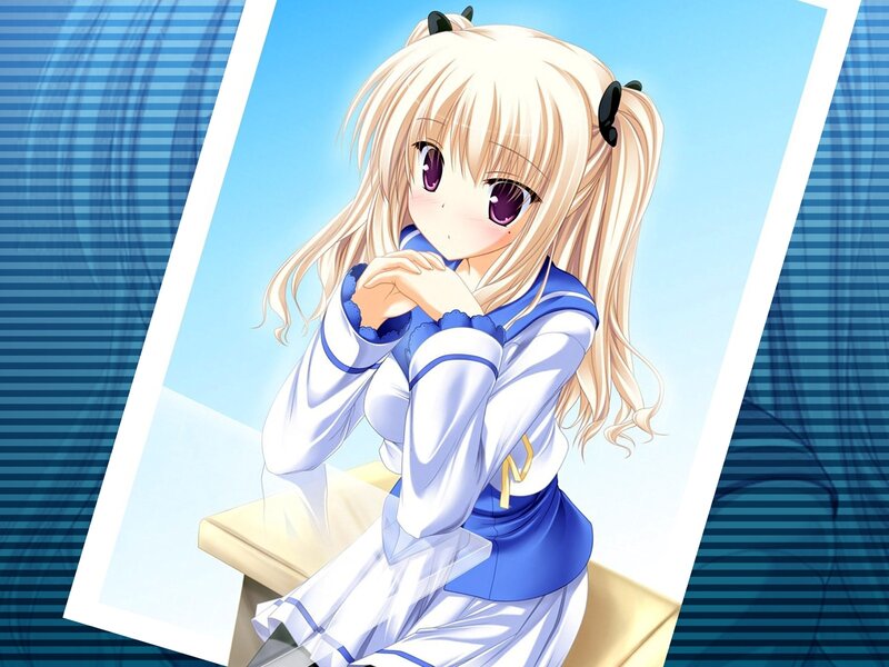 blonde anime girl in school uniform