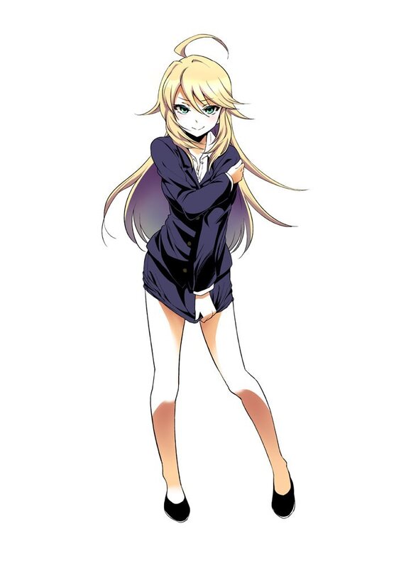 blonde anime girl in school uniform