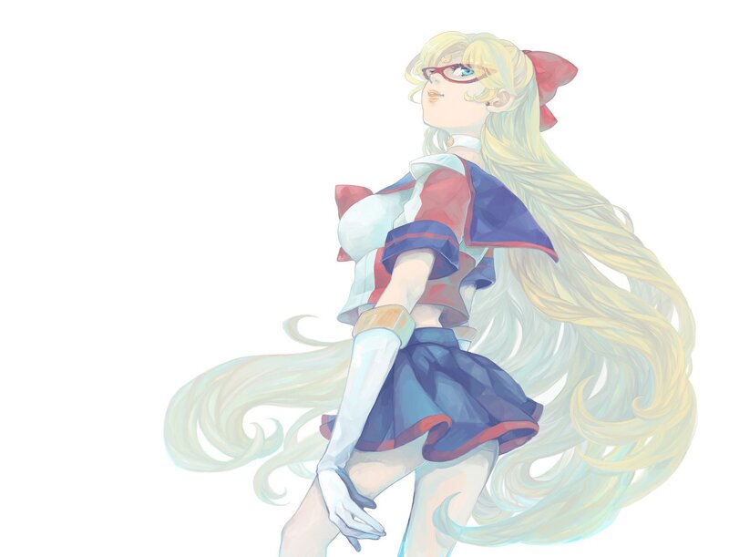 blonde anime girl in school uniform