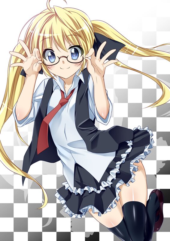 blonde anime girl in school uniform