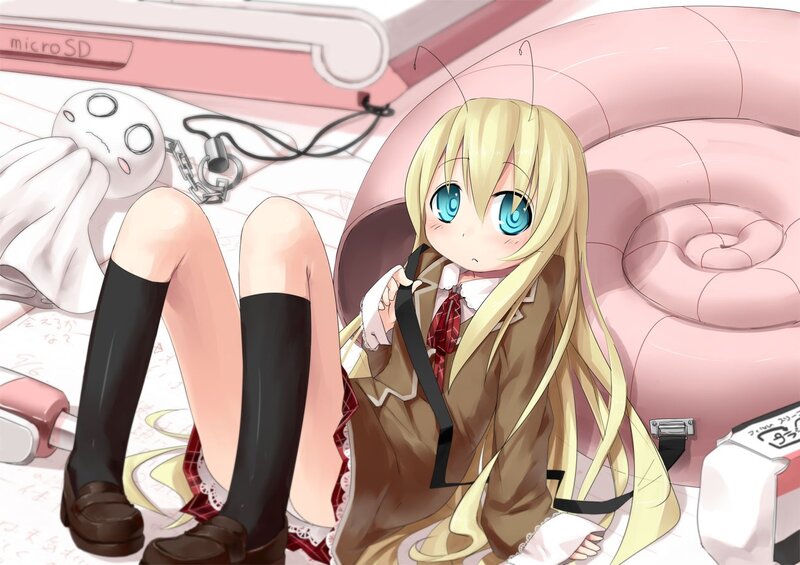 blonde anime girl in school uniform