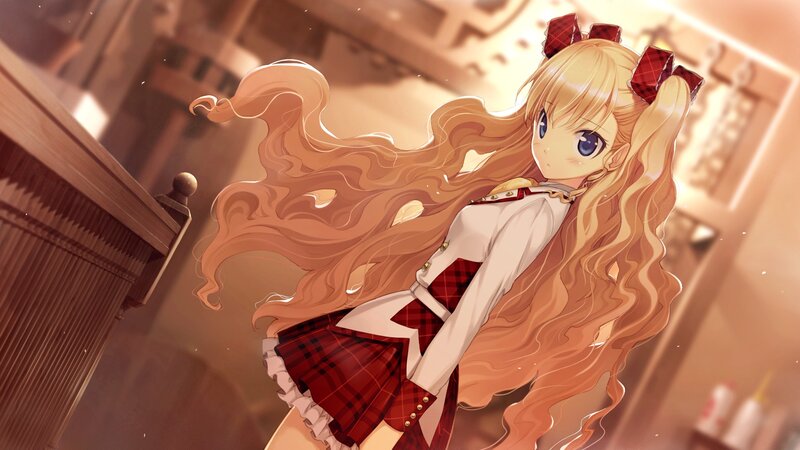 blonde anime girl in school uniform