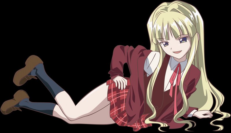blonde anime girl in school uniform