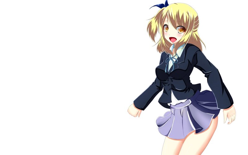blonde anime girl in school uniform
