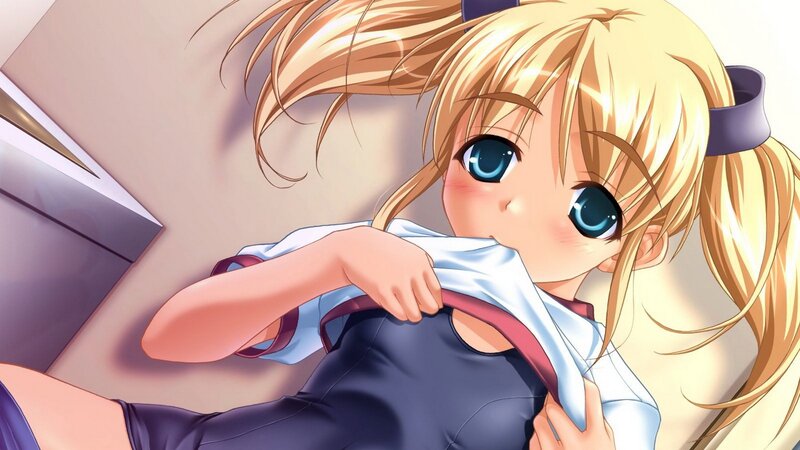 blonde anime girl in school uniform