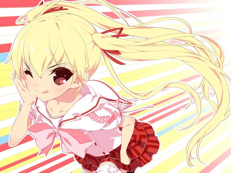 blonde anime girl in school uniform