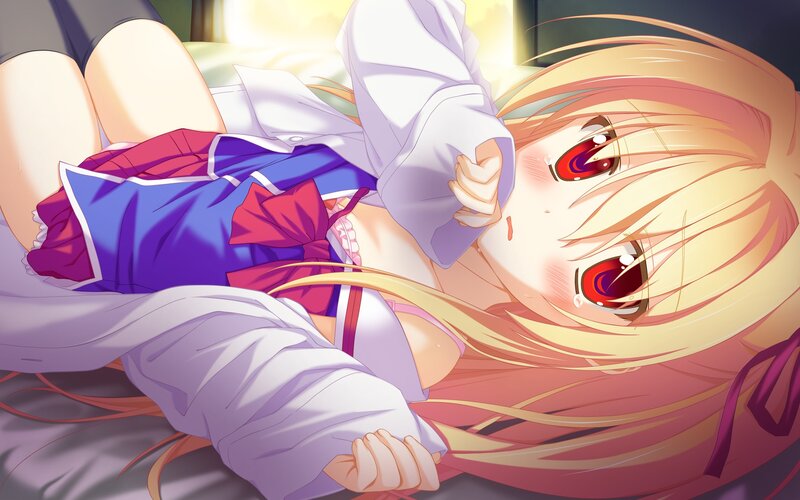 blonde anime girl in school uniform