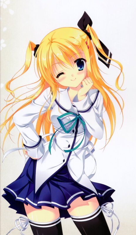 blonde anime girl in school uniform