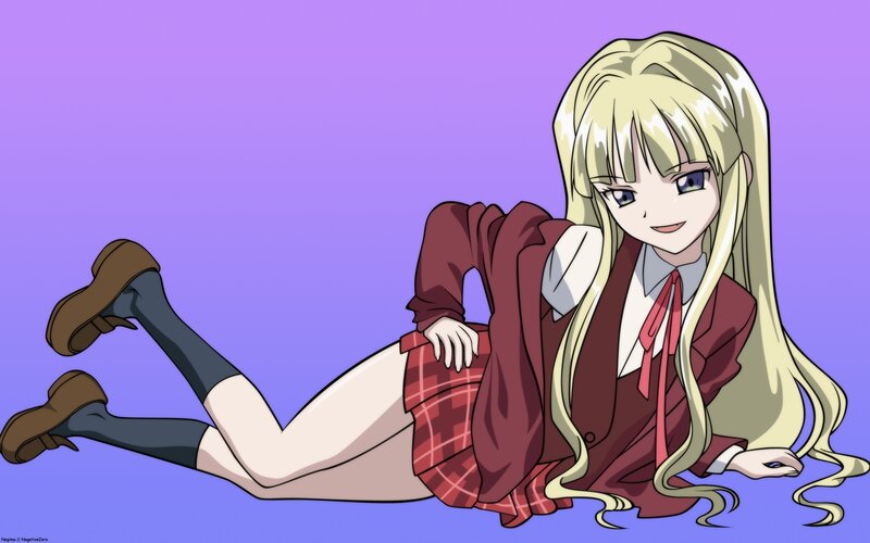 blonde anime girl in school uniform