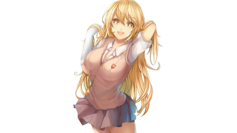 blonde anime girl in school uniform