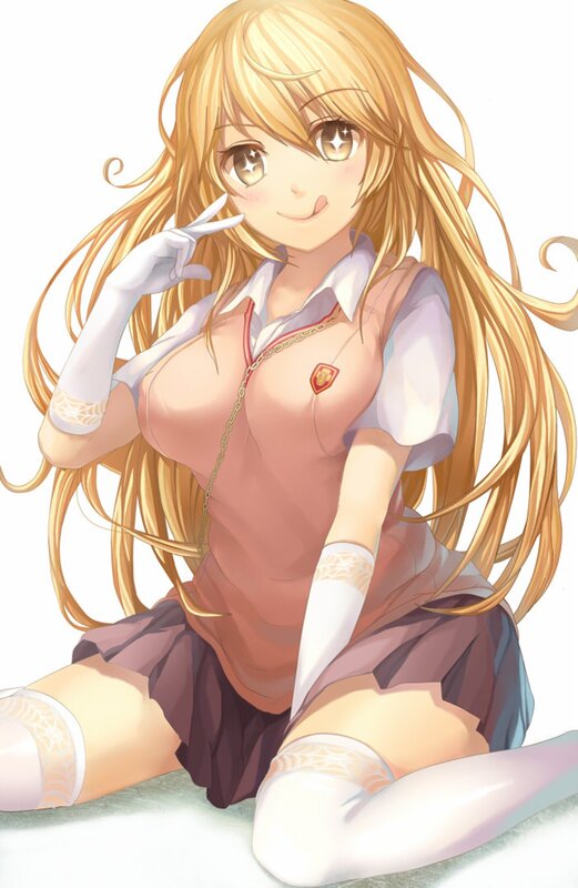 blonde anime girl in school uniform