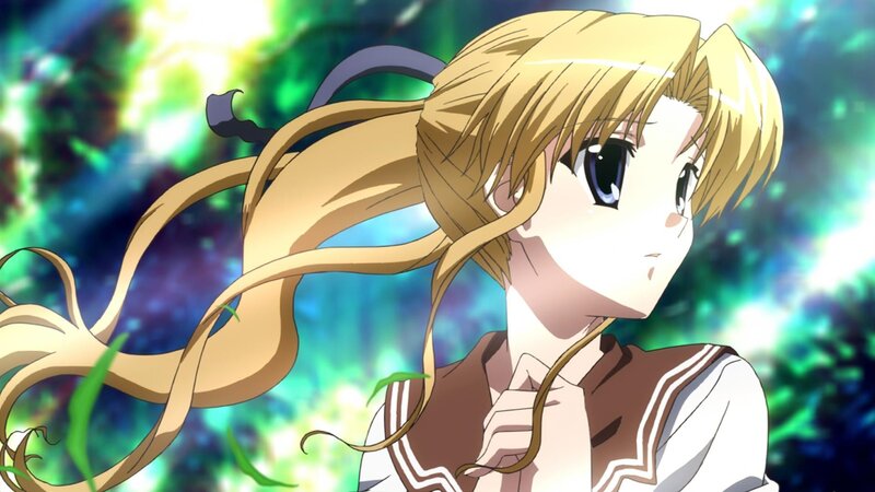 blonde anime girl in school uniform
