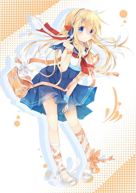 blonde anime girl in school uniform
