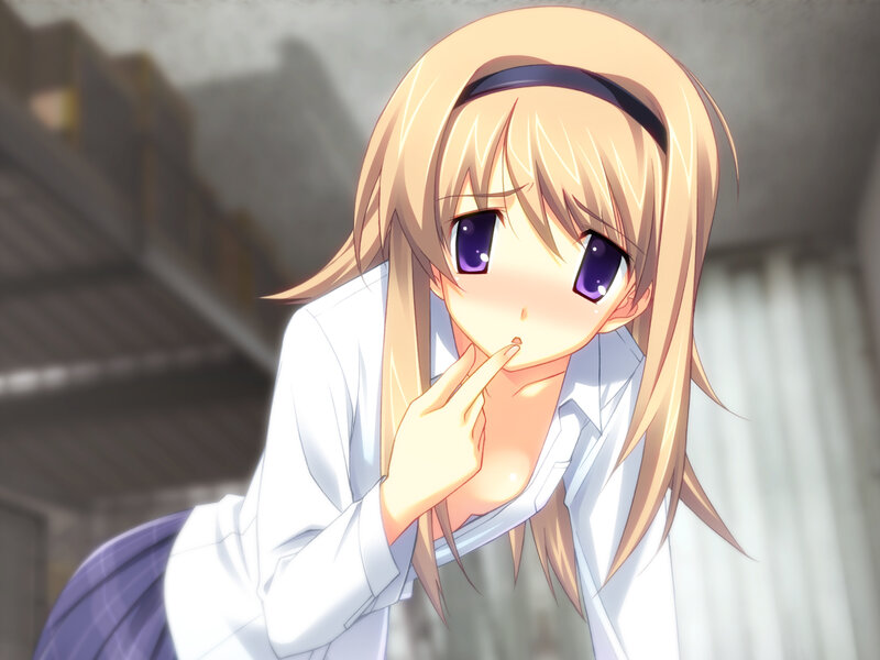 blonde anime girl in school uniform