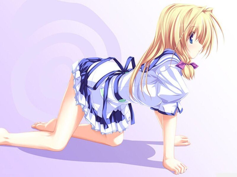 blonde anime girl in school uniform