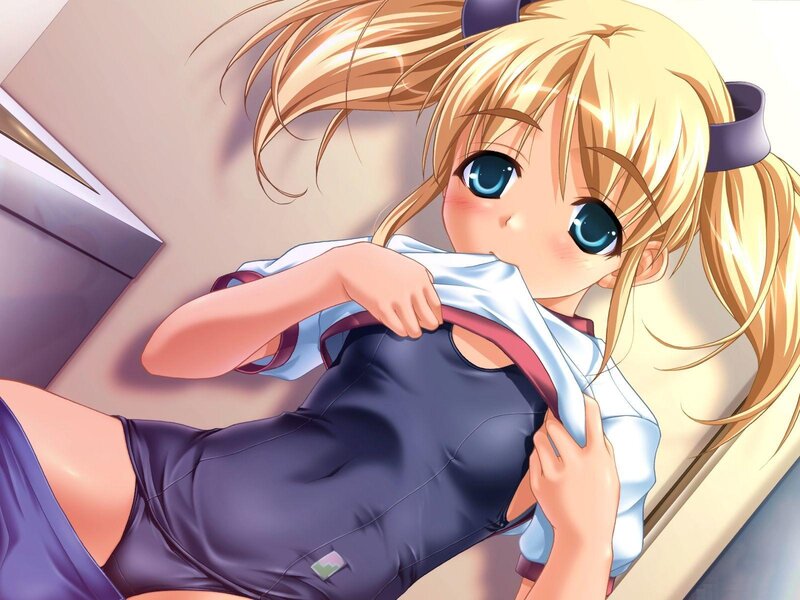 blonde anime girl in school uniform