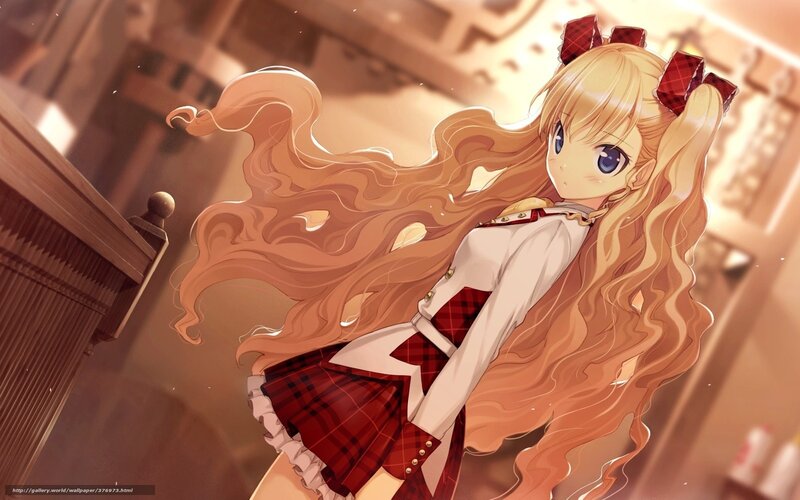 blonde anime girl in school uniform
