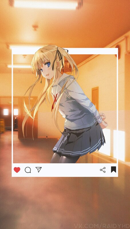 Blonde Anime Girl in School Uniform — Orange