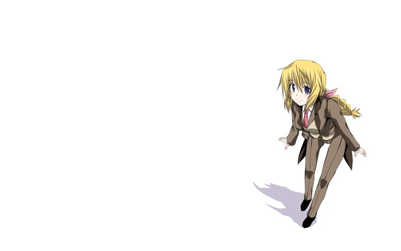 blonde anime girl in suit