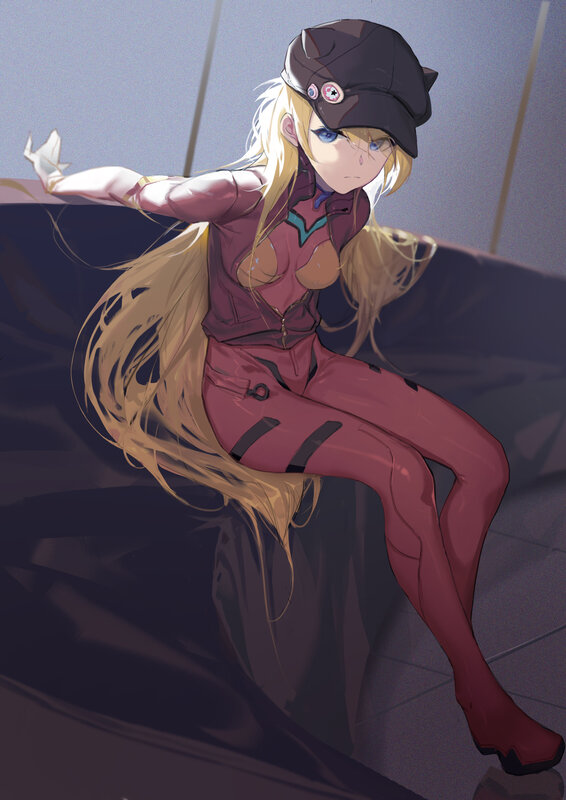 Blonde Anime Girl in Suit — Red