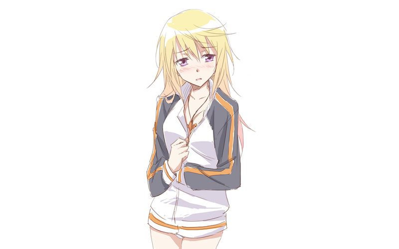 blonde anime girl in tracksuit