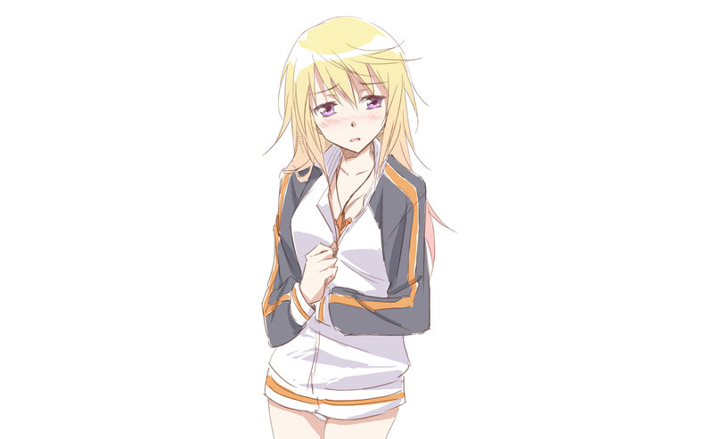 blonde anime girl in tracksuit