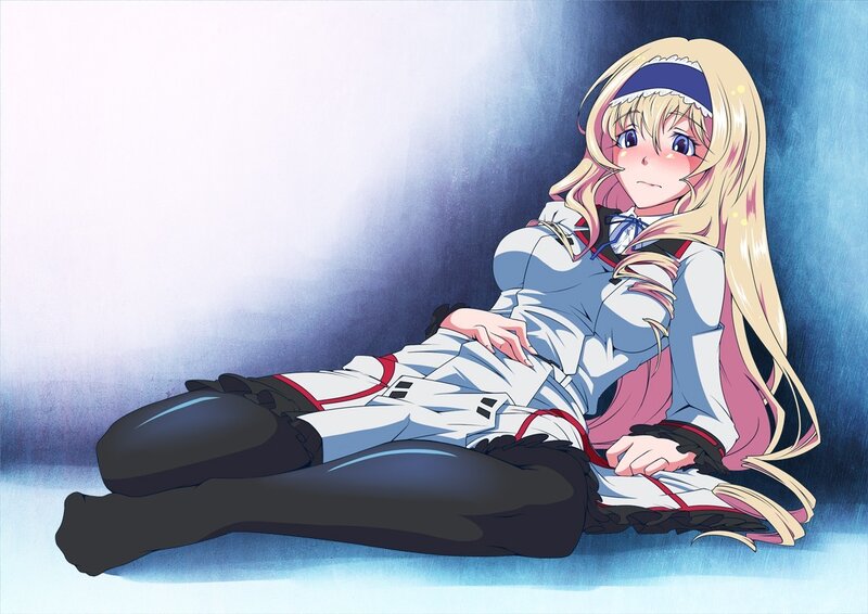 blonde anime girl in uniform