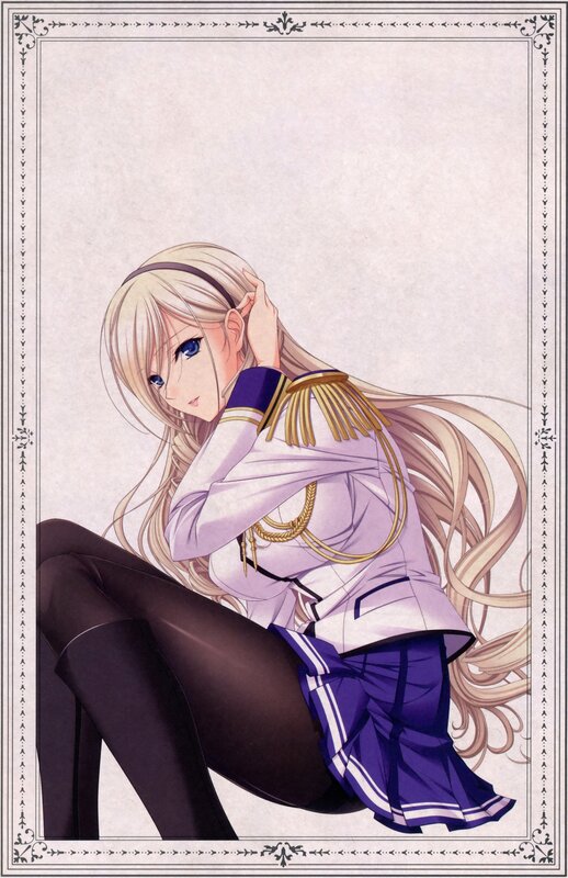 blonde anime girl in uniform
