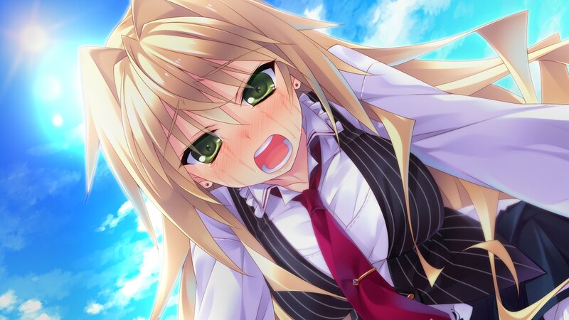 blonde anime girl in uniform