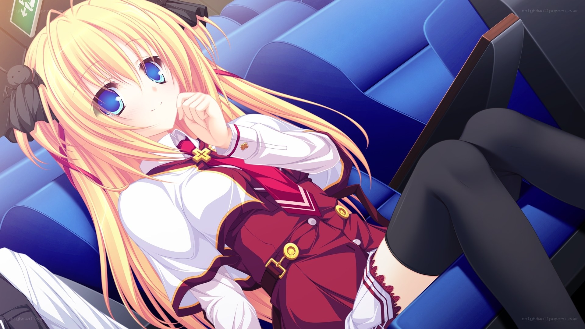 blonde anime girl in uniform