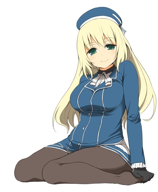 blonde anime girl in uniform