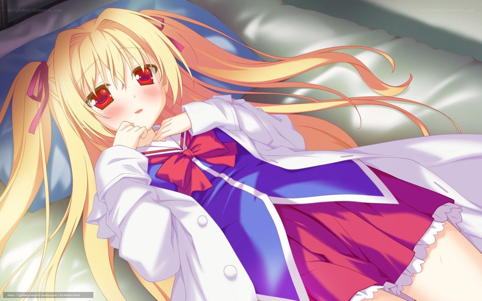 blonde anime girl in uniform