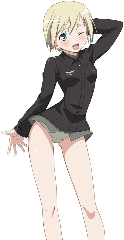 blonde anime girl in uniform