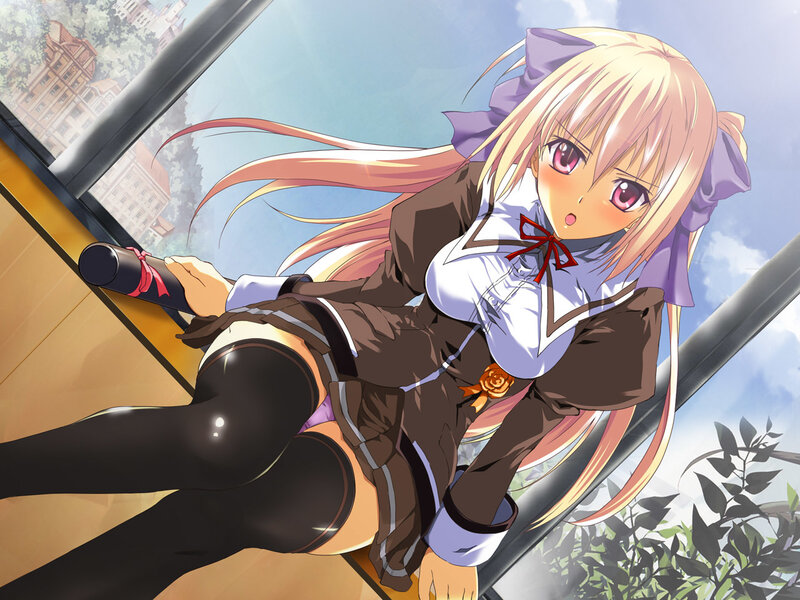 blonde anime girl in uniform