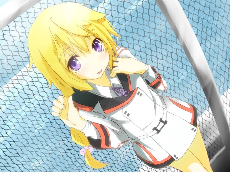 blonde anime girl in uniform