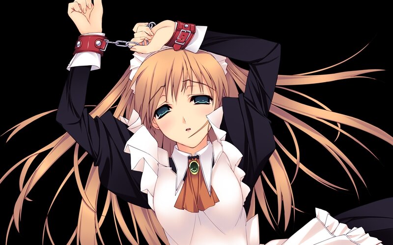 Blonde Anime Girl in Uniform — Black, Dramatic