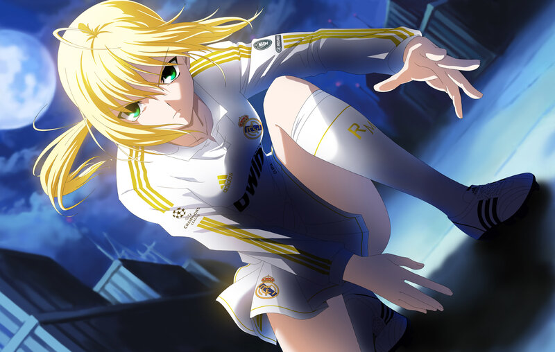 Blonde Anime Girl in Uniform — Blue