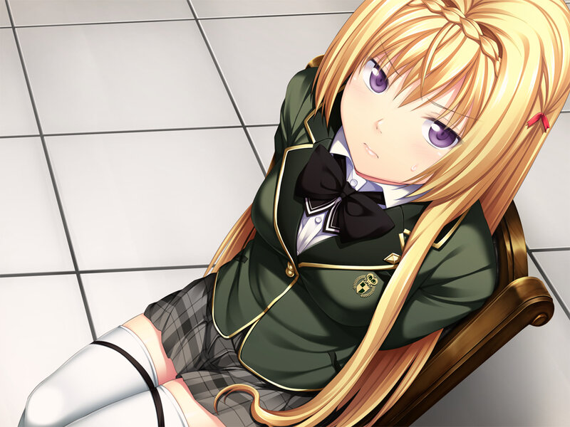Blonde Anime Girl in Uniform — Green