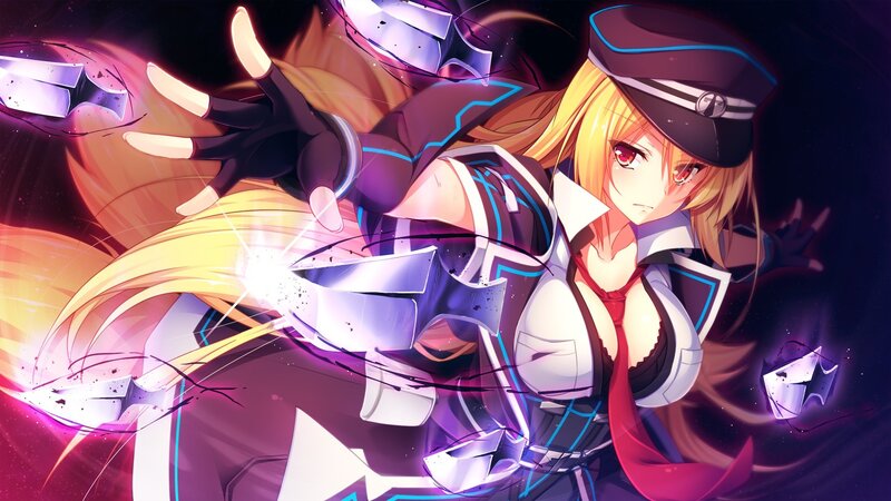 Blonde Anime Girl in Uniform — Purple, Dramatic