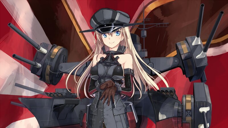 Blonde Anime Girl in Uniform — Red