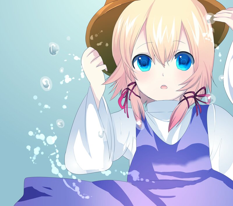 blonde anime girl in water