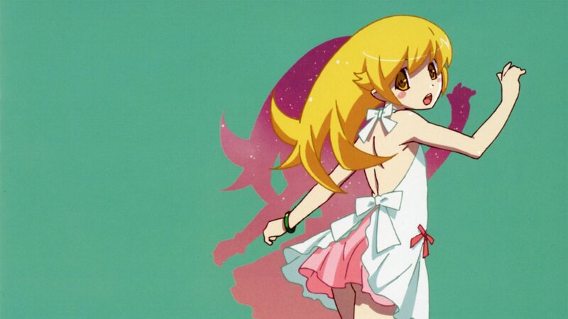 blonde anime girl in white dress
